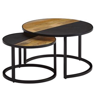 Tables Gigogne Bois Massif Ronde Table D'appoint Lot De 2 Table Basse