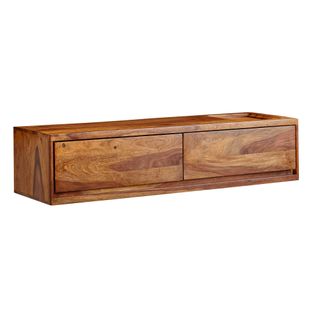 Meuble TV Suspendu 108x25x34 Cm Bois Massif Lowboard Panneau Télévision