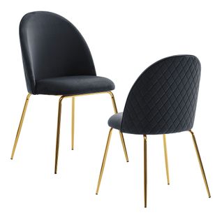Ensemble De 2 Chaises De Salle à Manger Velours Chaises De Cuisine Tissu Noir