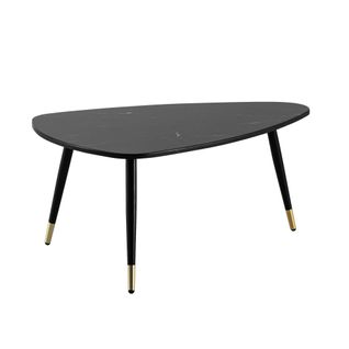 Table Basse 90x60x41 Cm Aspect Marbre Table De Salon Moderne Trépied Noir