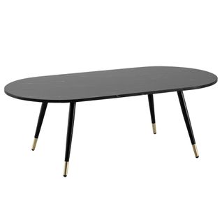 Table Basse 120x60x41,5 Cm Aspect Marbre Grande Table De Salon Moderne Noir