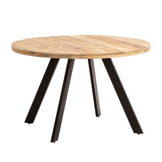Table De Salle à Manger 120 Cm Bois Massif Métal Ronde Petite Cuisine