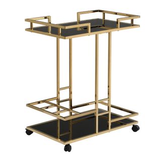 Chariot De Service Chariot De Bar En Métal Doré Verre 67,5 Cm Chariot