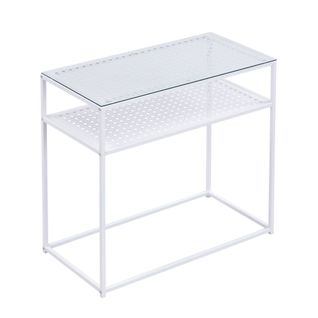 Console Table De Rangement Verre Métal 80 Cm Table De Couloir Étroite Moderne