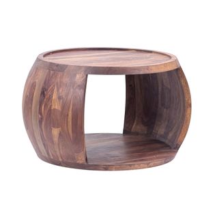 Table Basse Sheesham Bois Massif Ronde 60 Cm Table Salon Compartiment Rangement