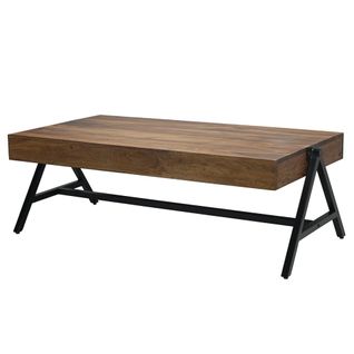 Table Basse Sheesham Bois Massif 120cm Table De Salon Rectangulaire Industrielle