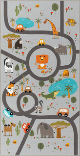 Happy Life Tapis Jeu Safari, Gris, 160x220 Cm