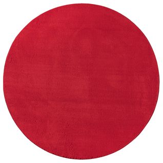 Tapis Moelleux Poils Courts, Antidérapant, Lavable, Soft, Rouge, 120 X 120 Cm