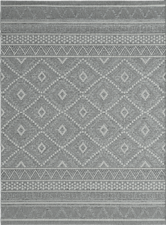 Tapis Calgary Tissé Plat Extérieur Design Moderne, Gris, 80x150 Cm