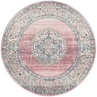 Tapis Palma Extérieur Oriental, Rose, 120 Cm Ronde