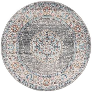 Tapis Palma Extérieur Oriental, Gris, 120 Cm Ronde
