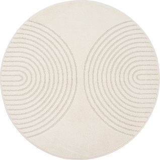 Tapis Elisa Design Géométrique, Crème, 120 Cm Ronde