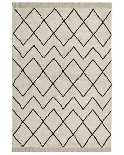 Tapis En Coton 160 X 230 Cm Beige Et Noir Eldes