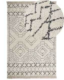 Tapis En Coton Beige Et Noir 160 X 230 Cm Zeyne