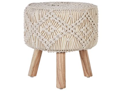 Tabouret En Coton Macramé Beige Manzai