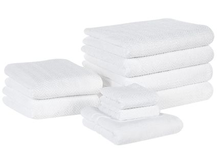 Lot De 9 Serviettes De Bain En Coton Blanc Mitiaro