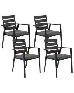 Chaise De Jardin Set De 4 Métal Noir Taviano