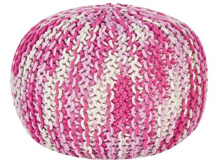 Pouf En Coton Blanc Et Rose 50 X 35 Cm Conrad