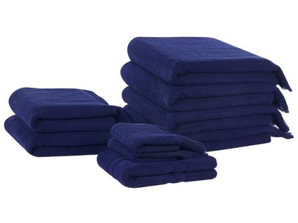 Lot De 9 Serviettes De Bain En Coton Bleu Marine Atiu