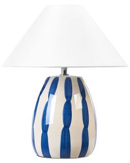 Lampe à Poser En Céramique Beige Clair Et Bleu Luchetti