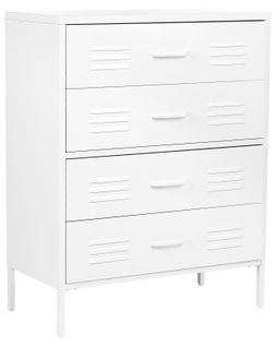 Commode à 4 Tiroirs En Métal Blanc Enago