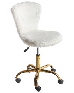 Chaise De Bureau Margate Fourrure Synthétique Blanc