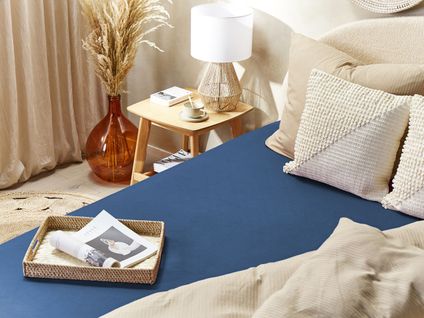 Drap-housse En Coton 200 X 200 Cm Bleu Marine Janbu