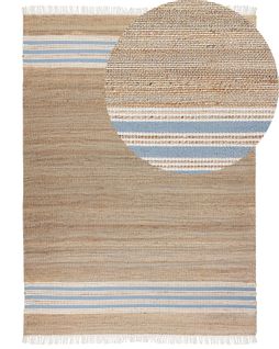 Tapis En Jute 160 X 230 Cm Beige Et Bleu Clair Mirza