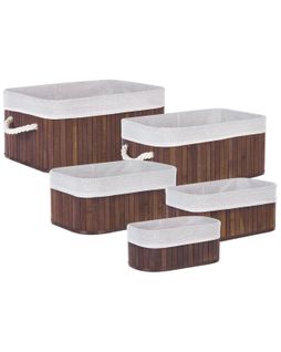 Lot De 5 Paniers En Bambou Teinte Bois Sombre Talpe