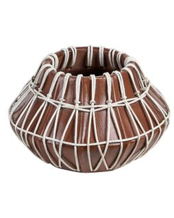 Terre Cuite Vase Décoratif 22 Cm Marron Beige Kluet
