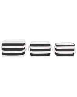 Lot De 3 Paniers En Tissu Polyester Noir Et Blanc Darqab