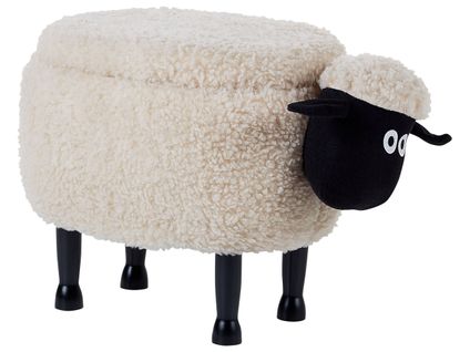 Pouf Animal En Tissu Beige Avec Coffre Sheep