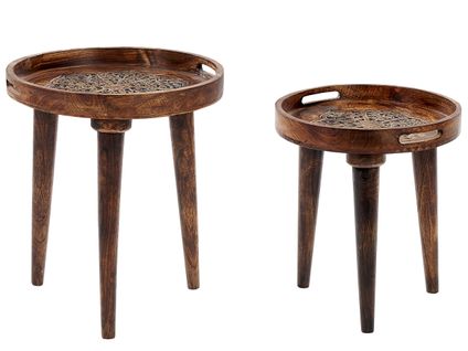 Lot De 2 Tables D'appoint En Bois De Manguier Sombre Astai