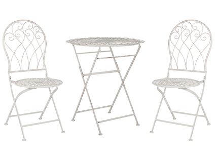 Ensemble Pour Bistro Métal Blanc Stiffe