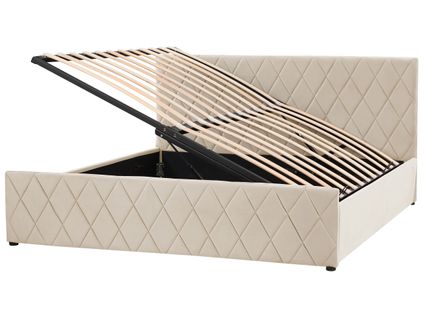 Lit Avec Coffre En Velours Beige 180 X 200 Cm Rochefort