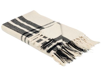 Plaid En Coton 130 X 170 Cm Blanc Cassé Et Noir Yuvali