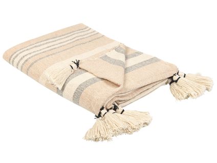 Plaid En Coton 130 X 170 Cm Beige Yarseli