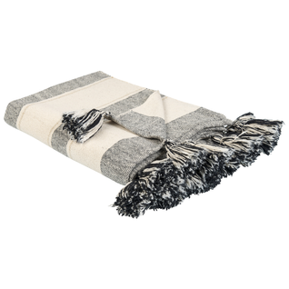 Plaid En Coton 130 X 170 Cm Beige Et Gris Cayir