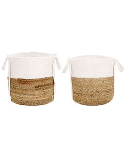 Lot De 2 Paniers En Jute Naturel Et Blanc Bellpat