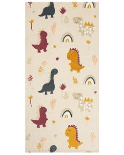 Tapis Enfant Imprimé Dinosaure En Coton 80 X 150 Cm Multicolore Tiop