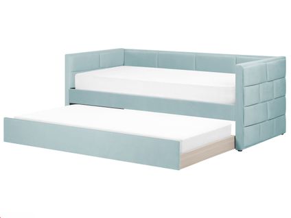 Lit Gigogne En Velours 90 X 200 Cm Vert Menthe Chavonne