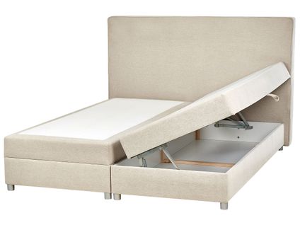 Lit Boxspring En Tissu 180 X 200 Cm Beige Minister