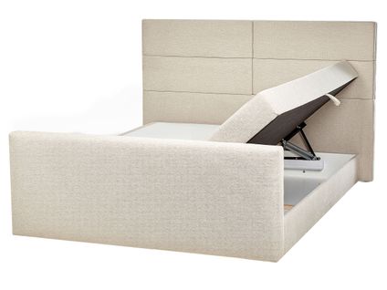 Lit Boxspring En Tissu 160 X 200 Cm Beige Aristocrat