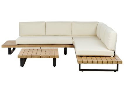 Set De Salon Bois D'acacia Certifié Fsc® Blanc Cassé Mykonos