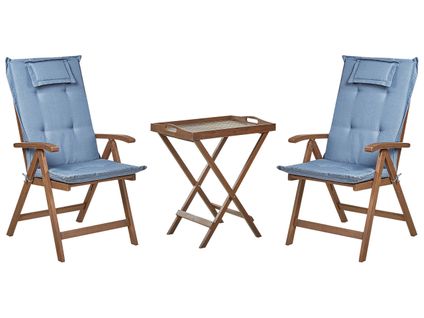 Ensemble Pour Bistro Avec Coussin Bois Bleu Amantea