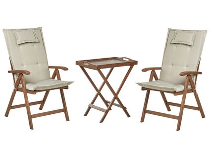 Ensemble Pour Bistro Avec Coussin Bois Taupe Amantea