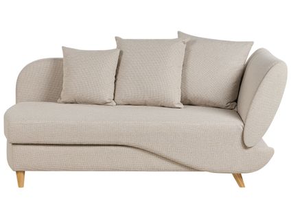 Chaise Longue Côté Droit Meri Lin Synthétique Beige Avec Rangement
