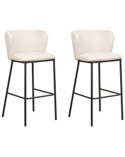 Tabouret De Bar Set De 2 Tissu Blanc Cassé Mina