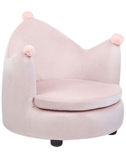 Fauteuil Pour Enfants Couronne Vega Velours Rose Pastel