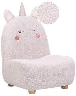 Fauteuil Pour Enfants Licorne Lulea Bouclé Rose Pastel
